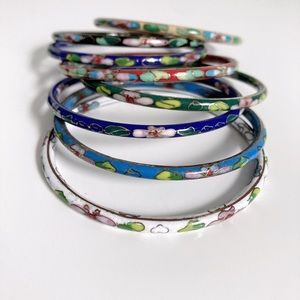 Set of 8 Vintage Cloisonne Bangle Bracelets